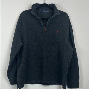 Polo by Ralph Lauren Men's XL Charcoal Gray Quarter Zip-Up Pullover Sweater